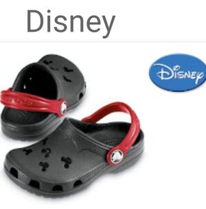 Disney Crocs MICKEY MOUSE Unisex Women 5 Men 3 Classic Clog Black Red EUC